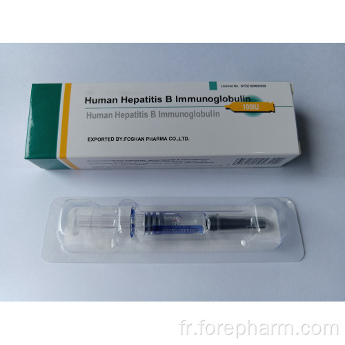 Immunoglobuline d&#39;hépatite B humaine 100IU / 1,0 ml par seringue